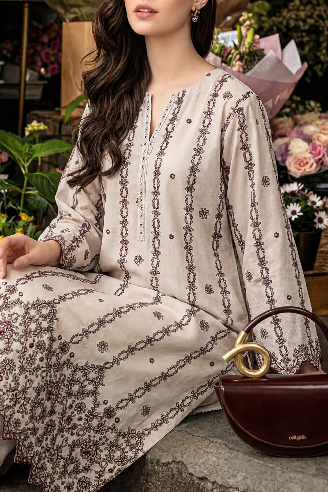 Solid Embroidered Cambric Stitched 2 Piece (Shirt/Trouser) - Image 2