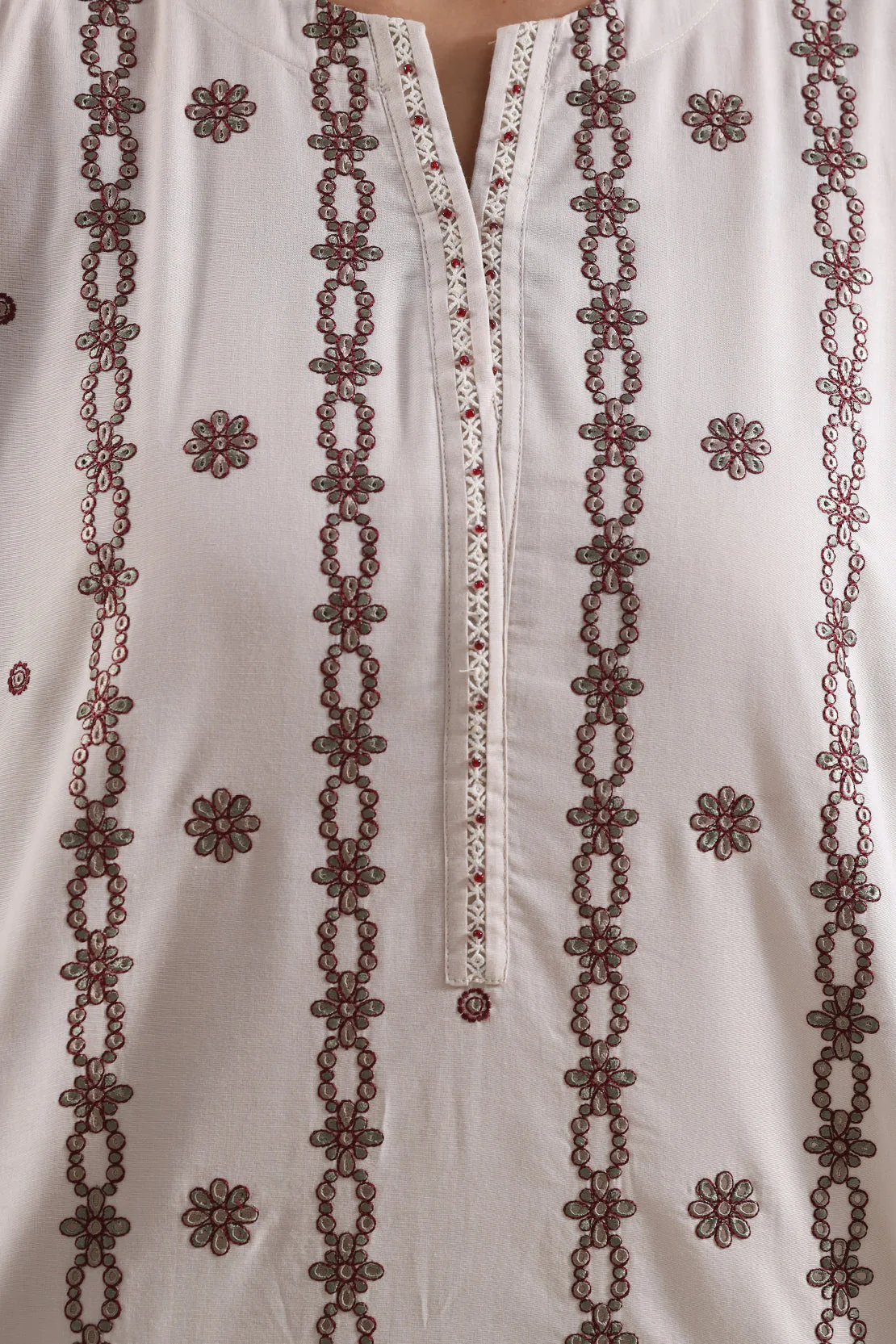 Solid Embroidered Cambric Stitched 2 Piece (Shirt/Trouser) - Image 6
