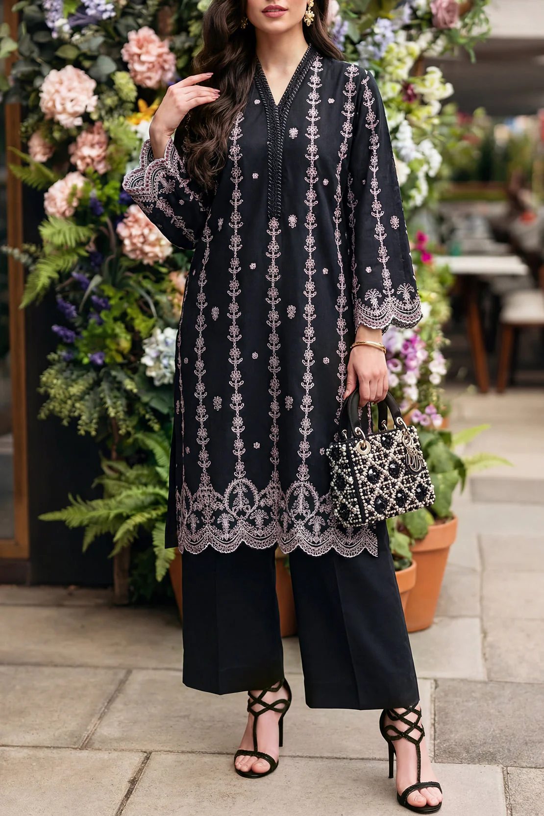 Solid Embroidered Cambric Stitched 2 Piece (Shirt/Trouser)