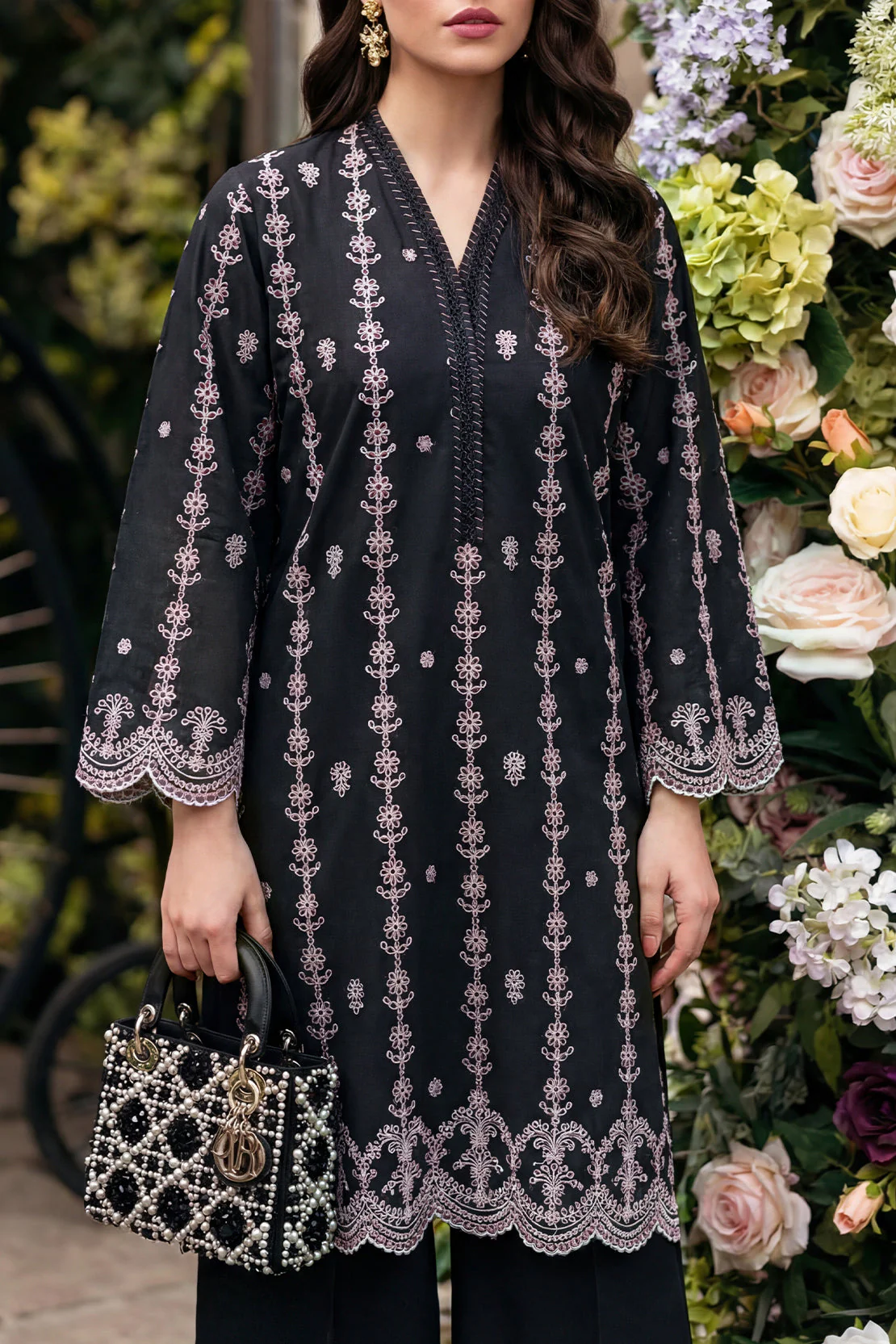 Solid Embroidered Cambric Stitched 2 Piece (Shirt/Trouser) - Image 3