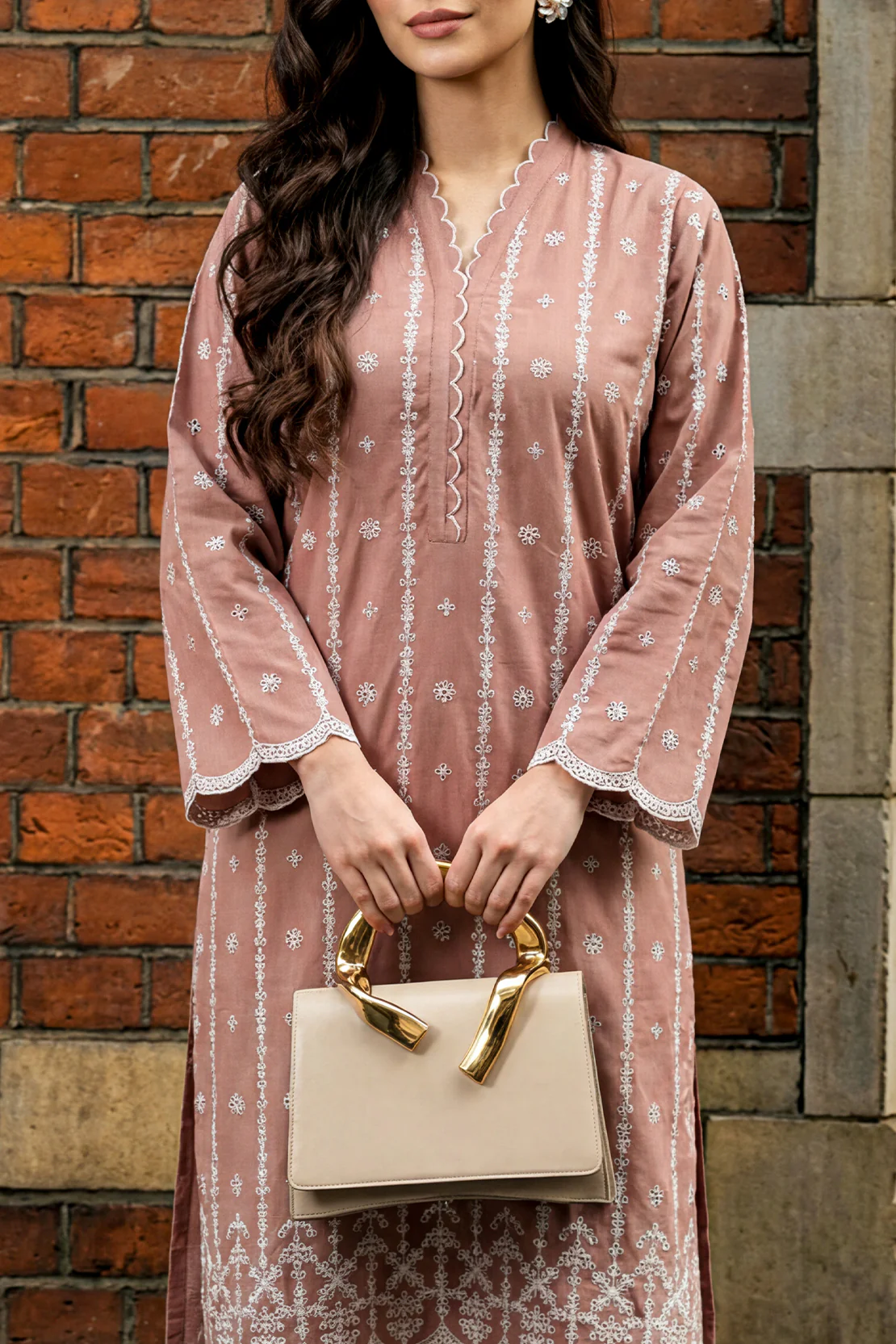 Solid Embroidered Cambric Stitched 2 Piece (Shirt/Trouser) - Image 5