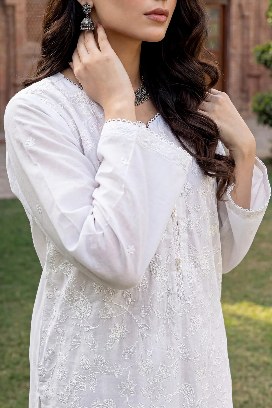 Solid Embroidered Cambric Stitched 2 Piece (Shirt/Trouser) - Image 5