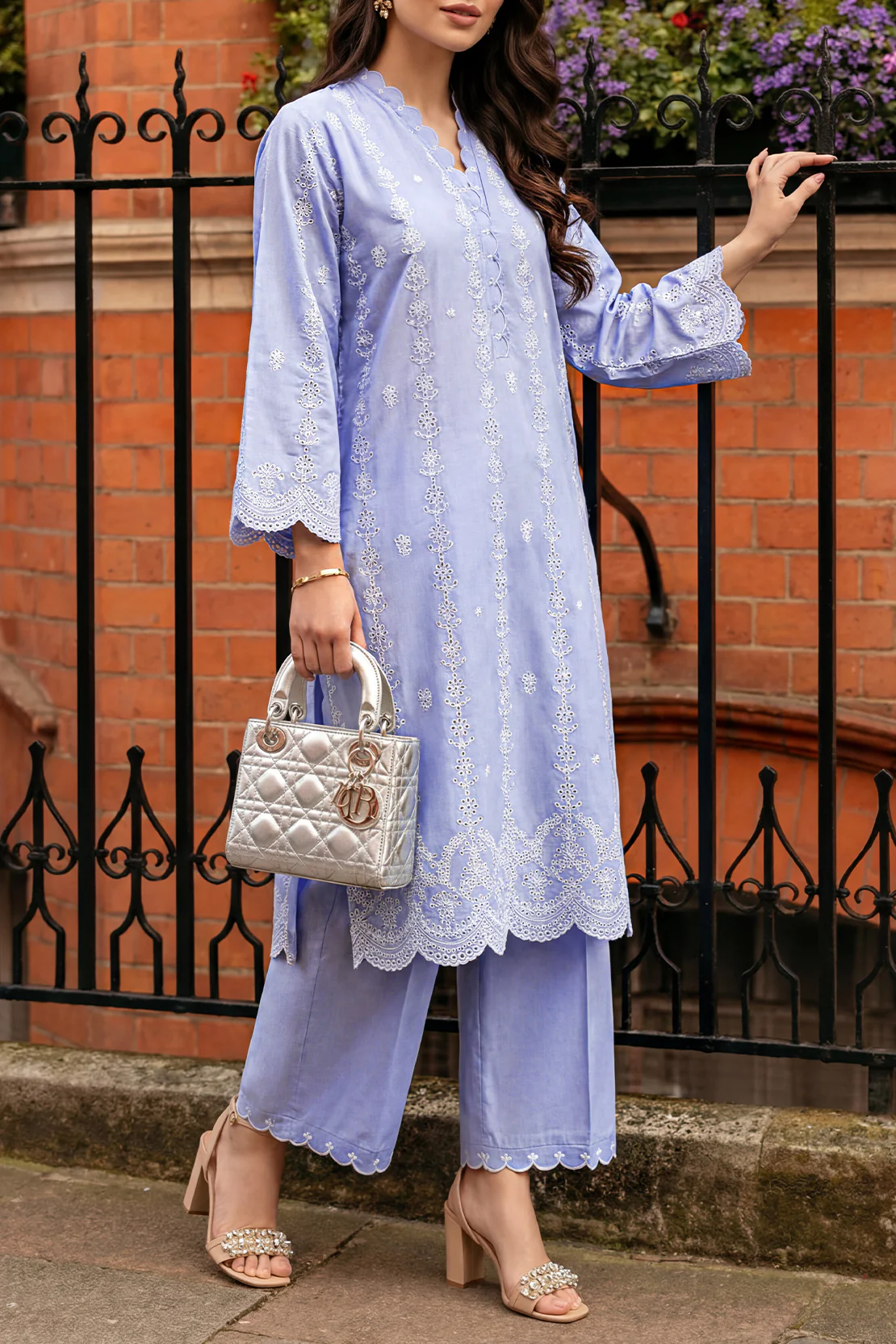 Solid Embroidered Cambric Stitched 2 Piece (Shirt/Trouser)