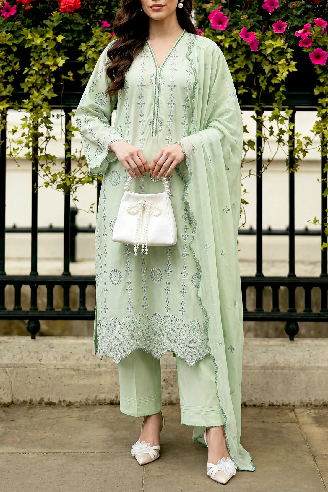 Solid Embroidered Cambric Stitched 2 Piece (Shirt/Trouser)