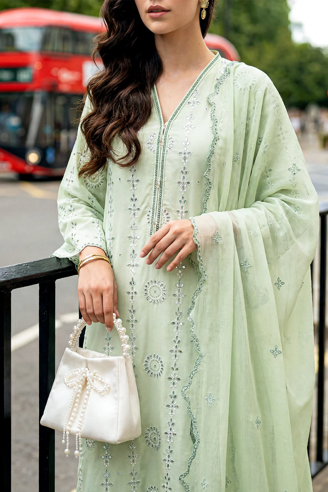 Solid Embroidered Cambric Stitched 2 Piece (Shirt/Trouser) - Image 2