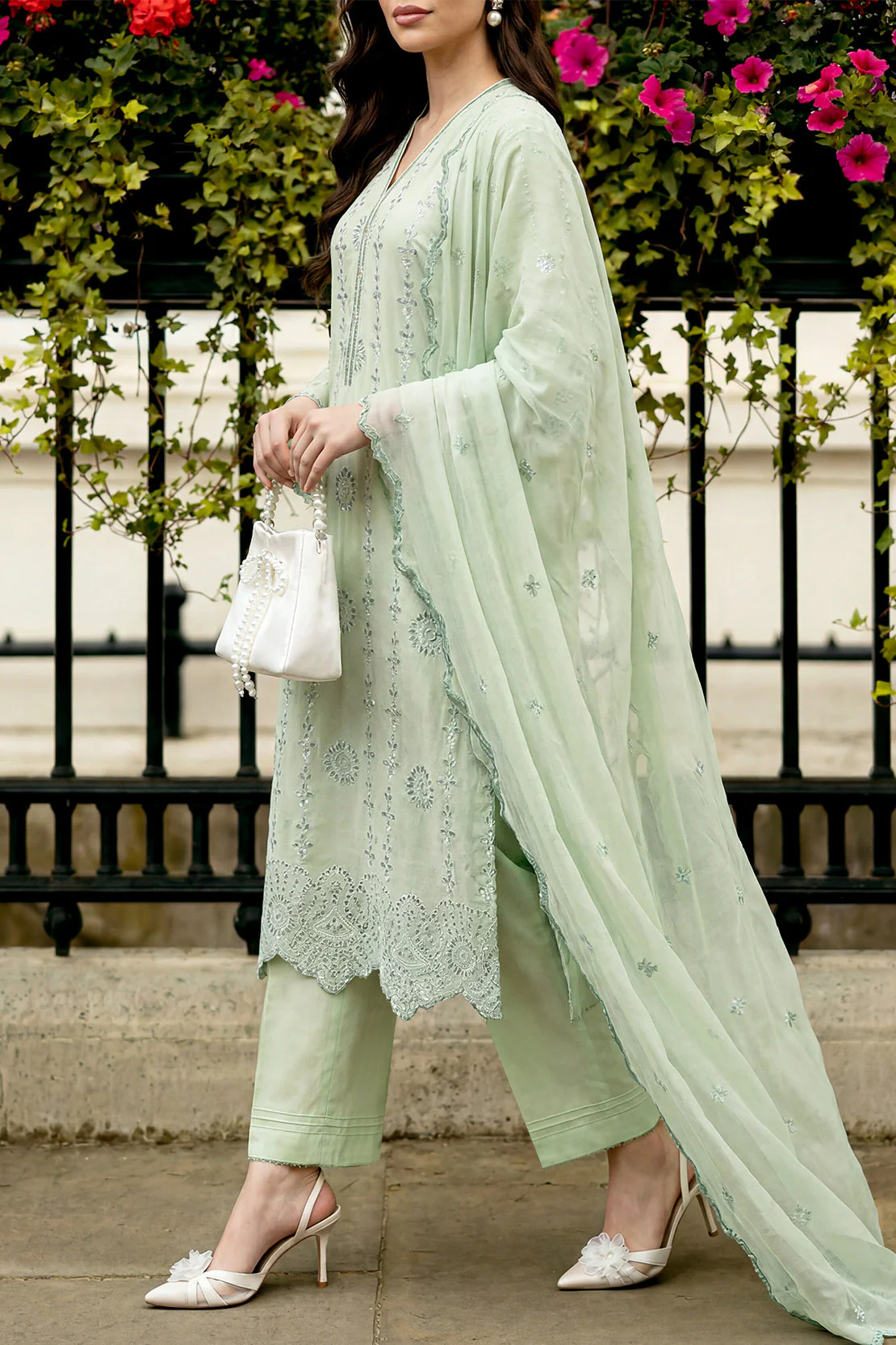 Solid Embroidered Cambric Stitched 2 Piece (Shirt/Trouser) - Image 3