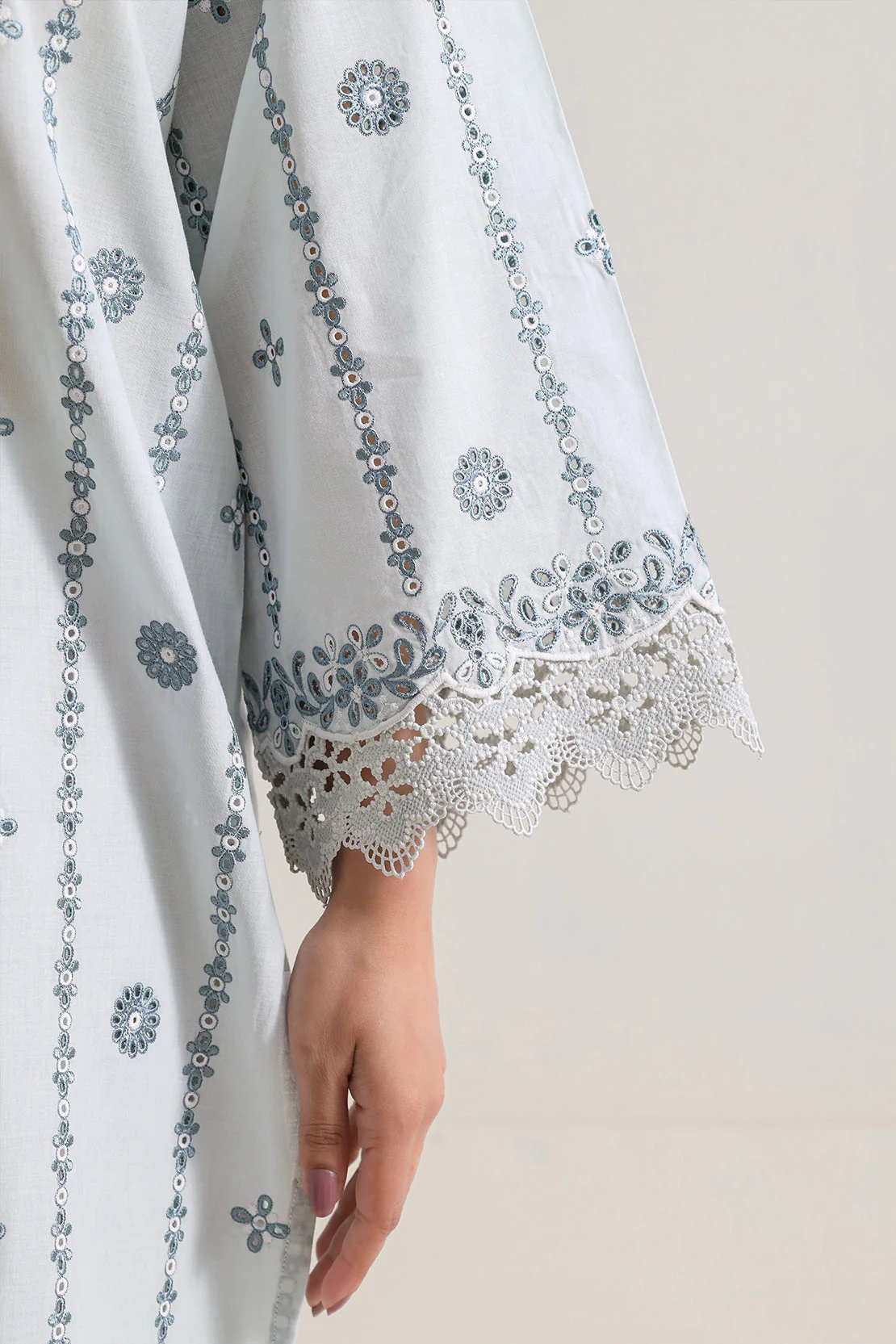 Solid Embroidered Cambric Stitched 2 Piece (Shirt/Trouser) - Image 6