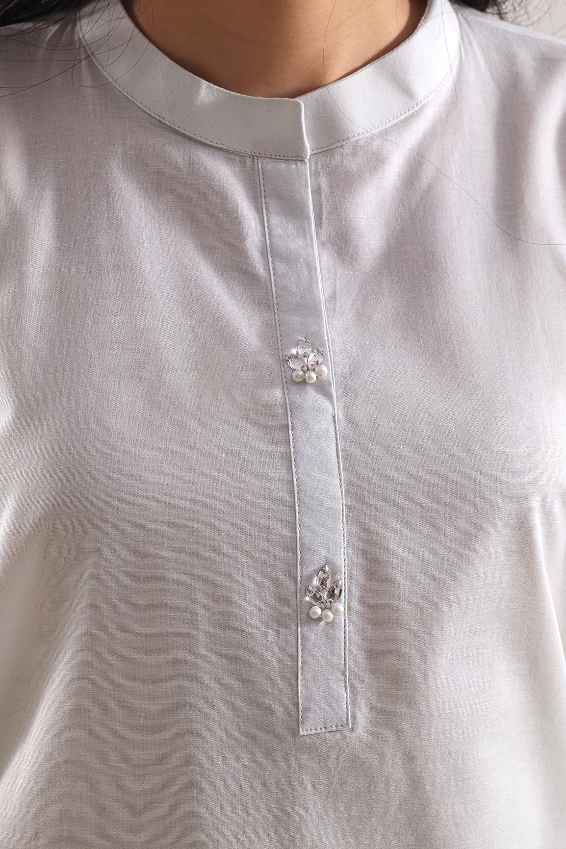 Solid Embroidered Cambric Stitched 2 Piece (Shirt/Trouser) - Image 4