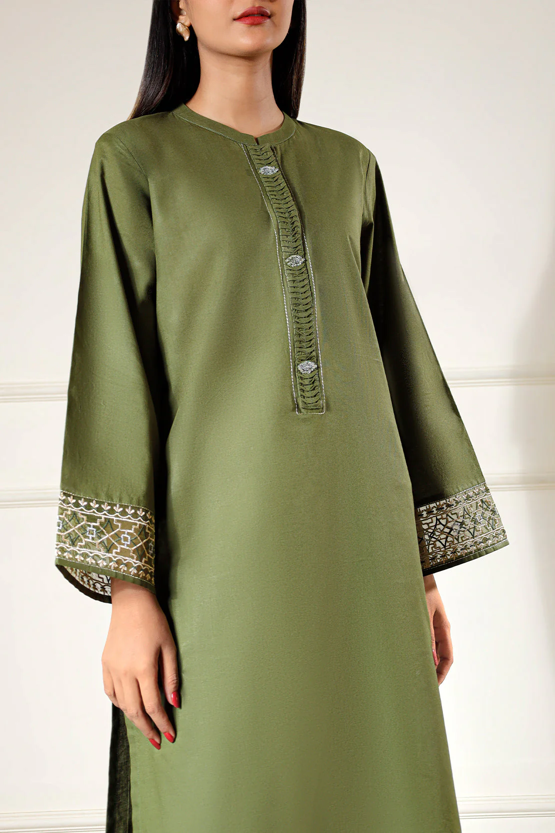 Solid Embroidered Cambric Stitched 2 Piece (Shirt/Trouser) - Image 4