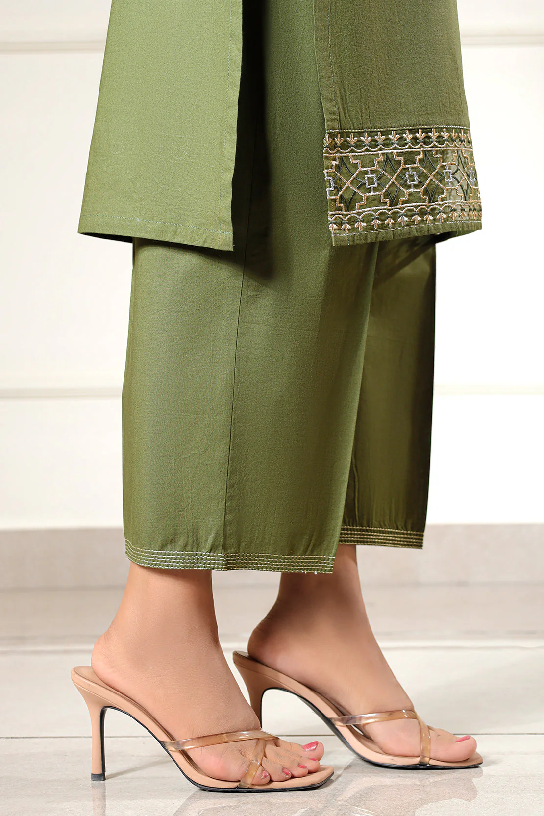 Solid Embroidered Cambric Stitched 2 Piece (Shirt/Trouser) - Image 8