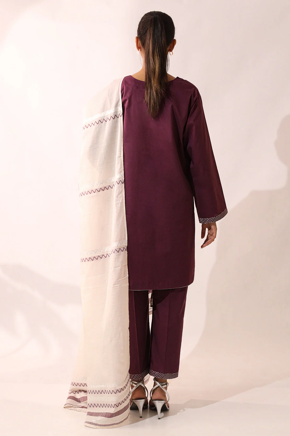 Solid Embroidered Cambric Stitched 3 Piece - Image 5