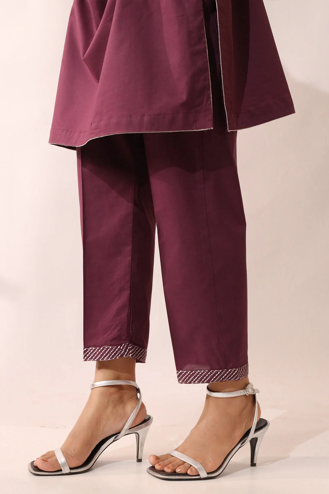 Solid Embroidered Cambric Stitched 3 Piece - Image 8