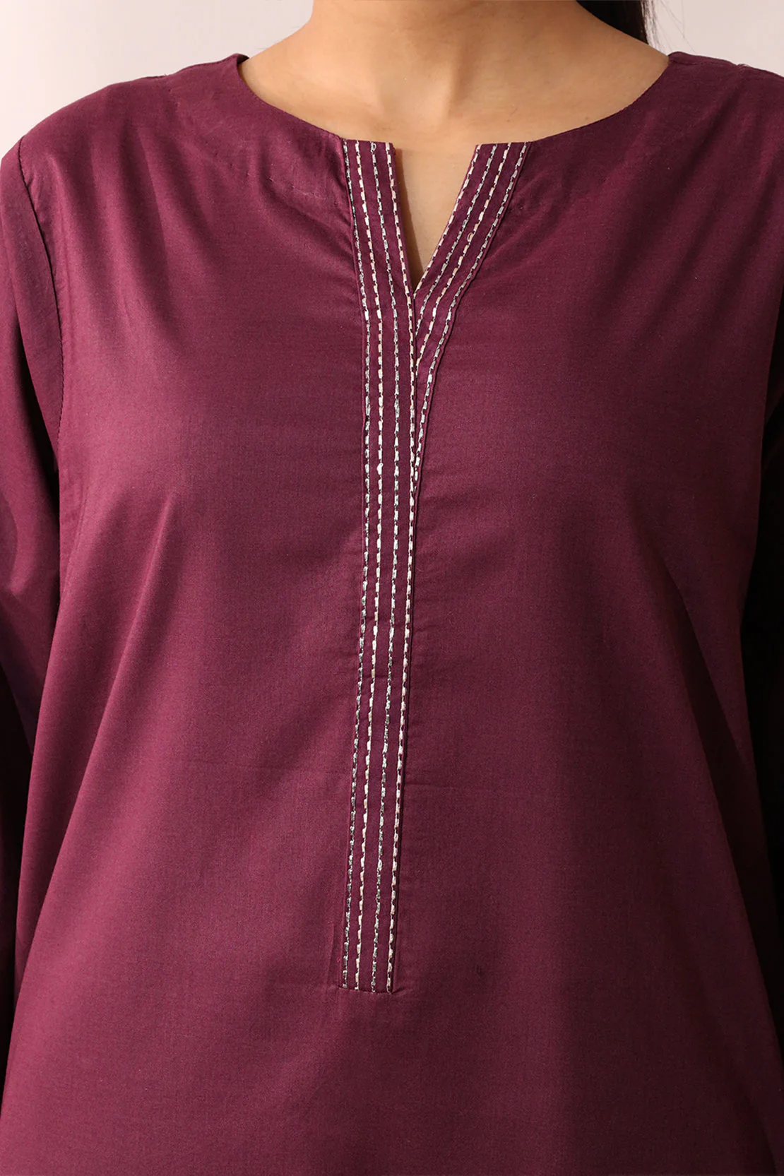 Solid Embroidered Cambric Stitched 3 Piece - Image 9
