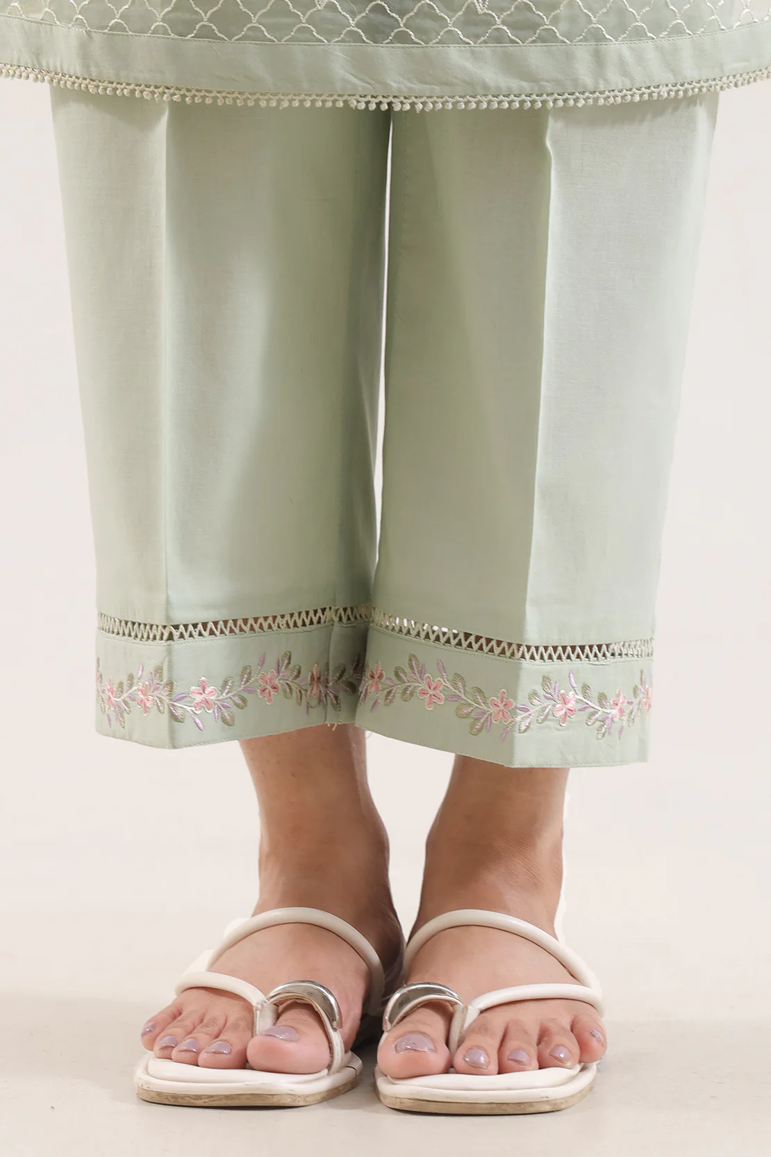 Solid Embroidered Cambric Stitched 3 Piece - Image 7