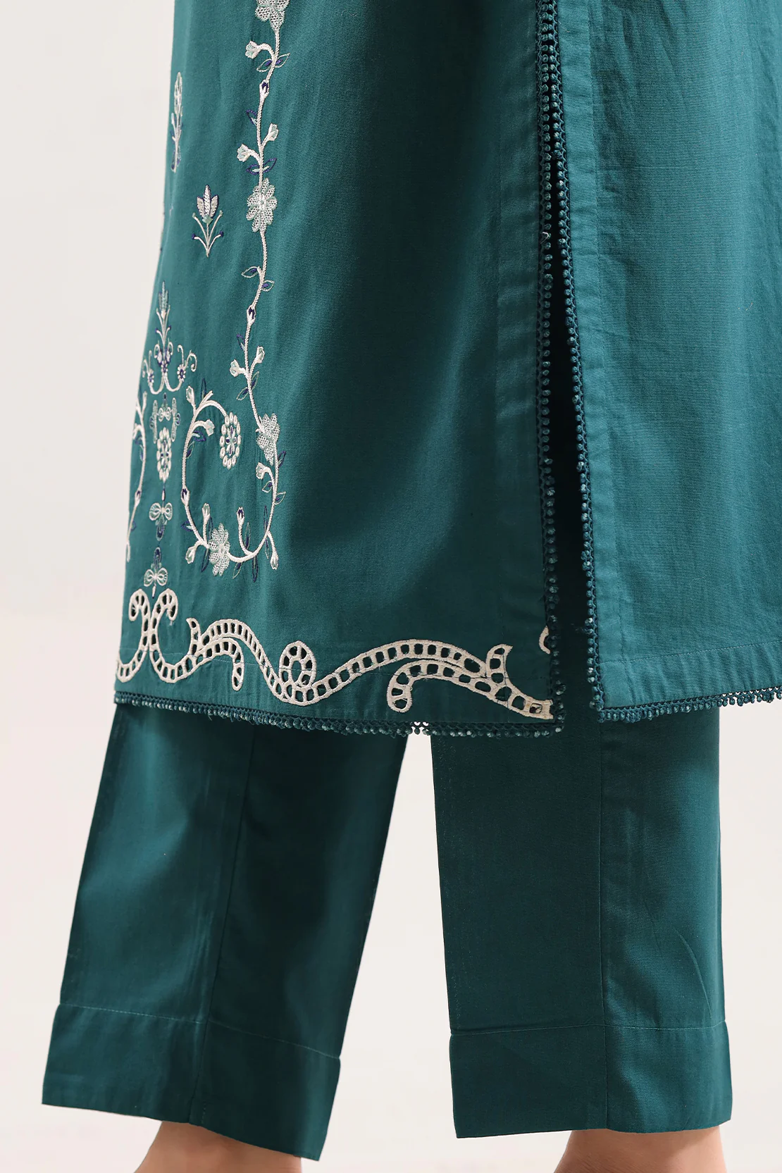 Solid Embroidered Cambric Stitched 3 Piece - Image 6