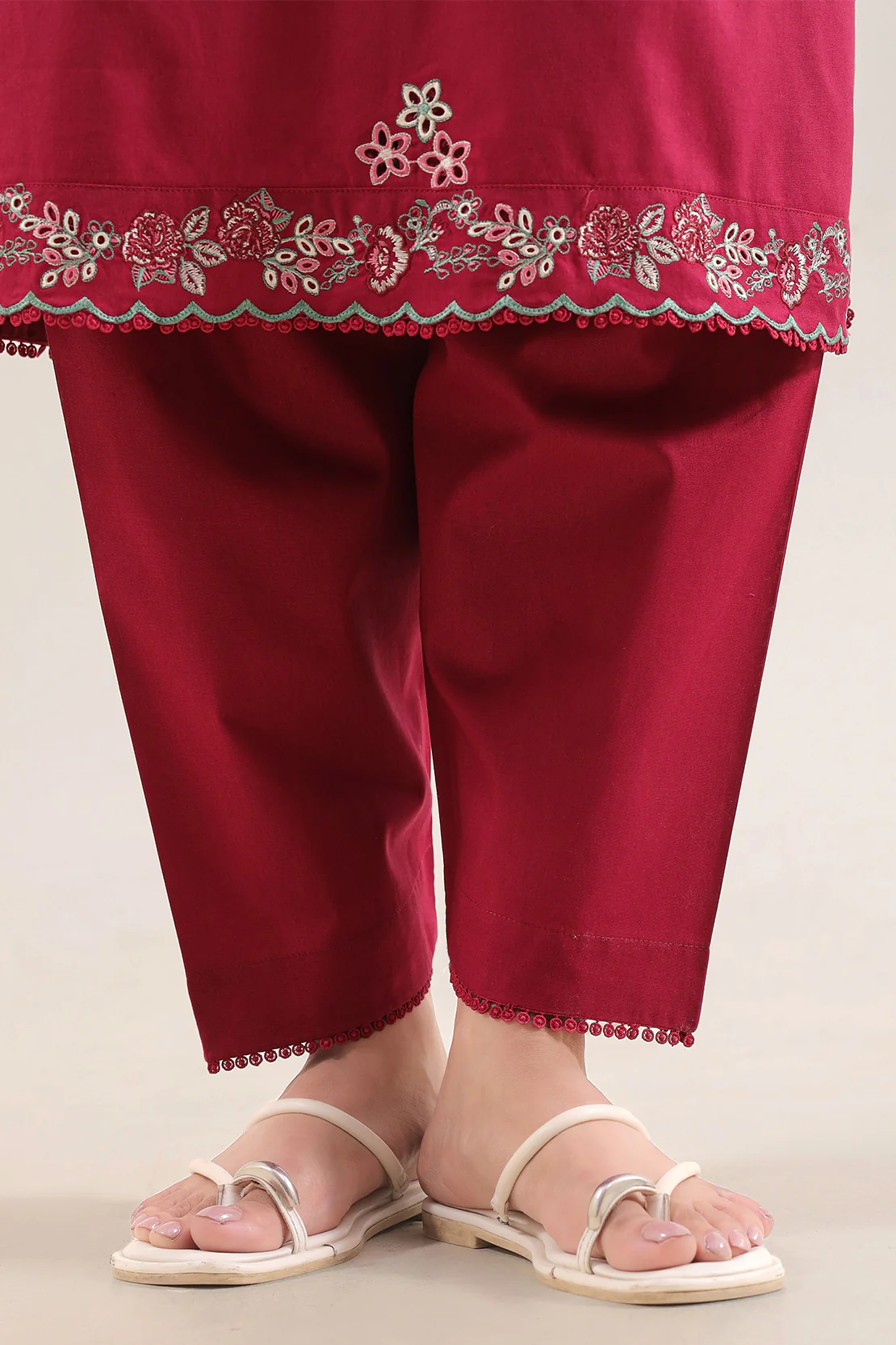 Solid Embroidered Cambric Stitched 3 Piece - Image 6