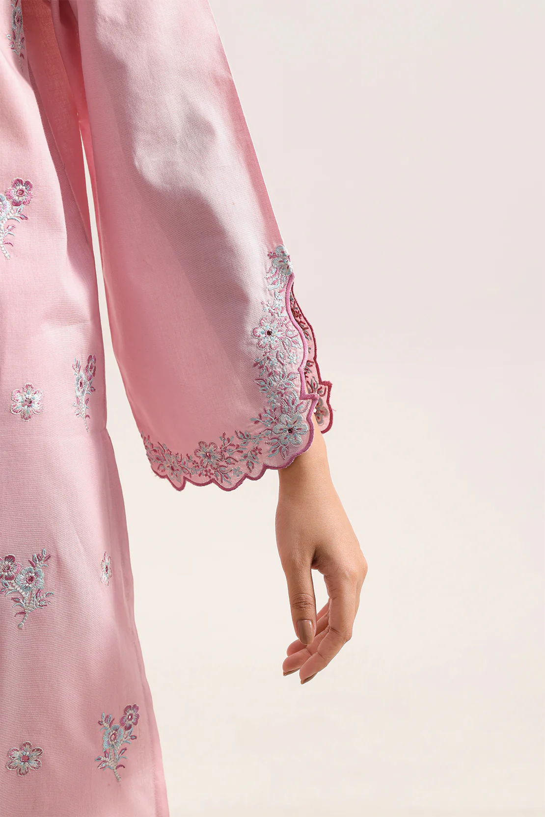 Solid  Embroidered Cambric Stitched 3 Piece - Image 6