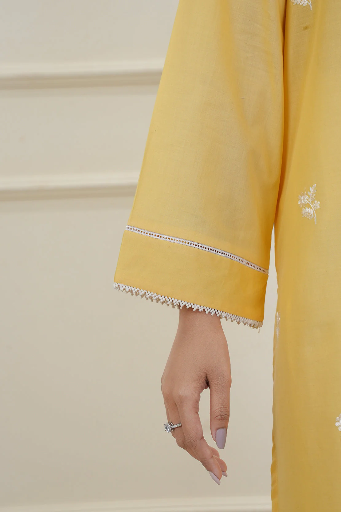 Solid Embroidered Cambric Stitched Shirt - Image 6