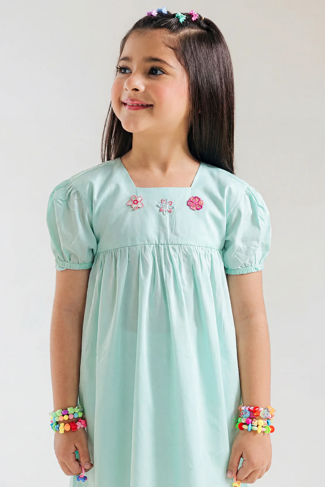 Solid Embroidered Cambric Stitched Shirt For Kids - Image 2