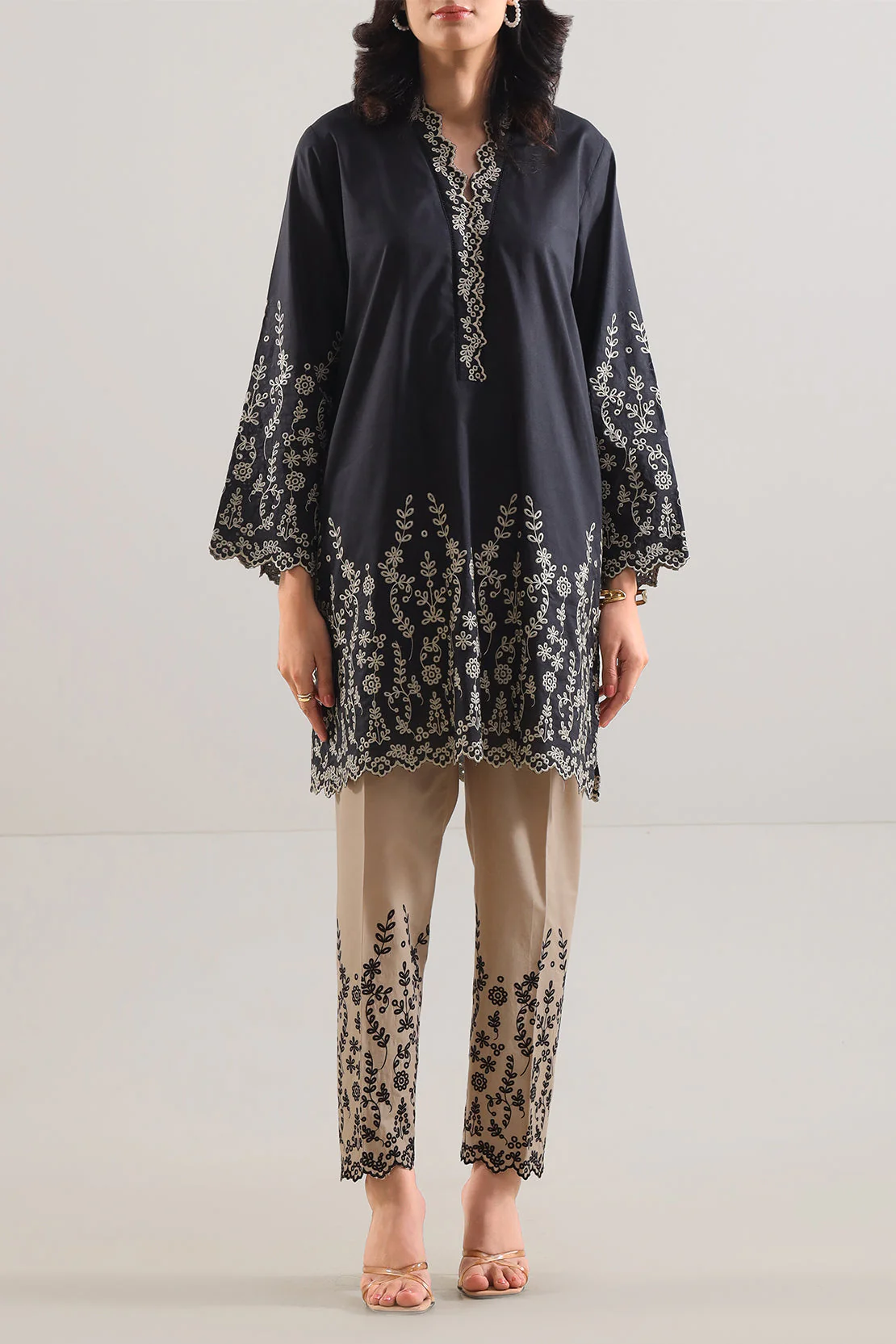 Solid Embroidered Cambric Stitched Shirt - Image 2