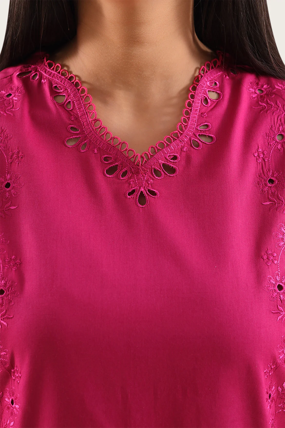Solid Embroidered Cambric Stitched Shirt - Image 3