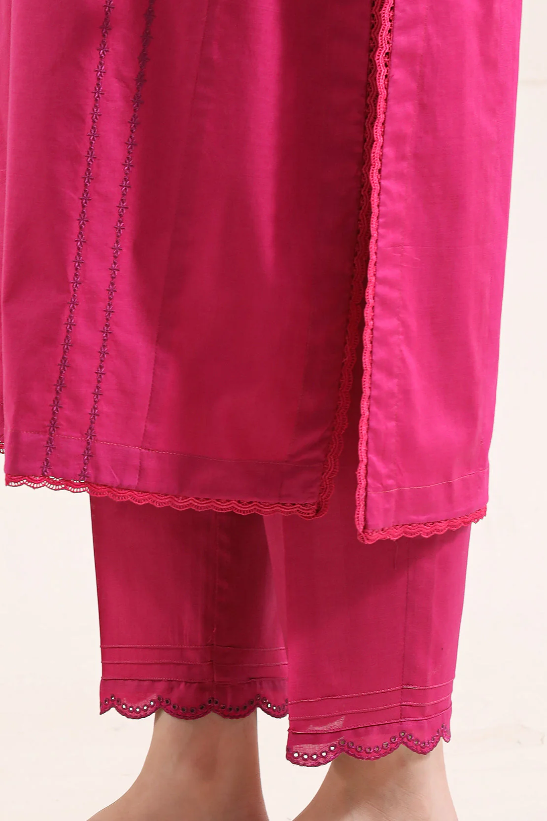 Solid Embroidered Cambric Stitched Shirt - Image 7