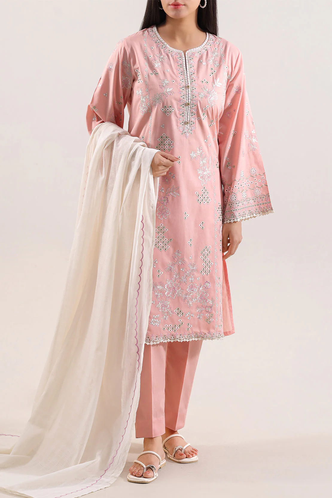 Solid Embroidered Cambric Stitched Shirt