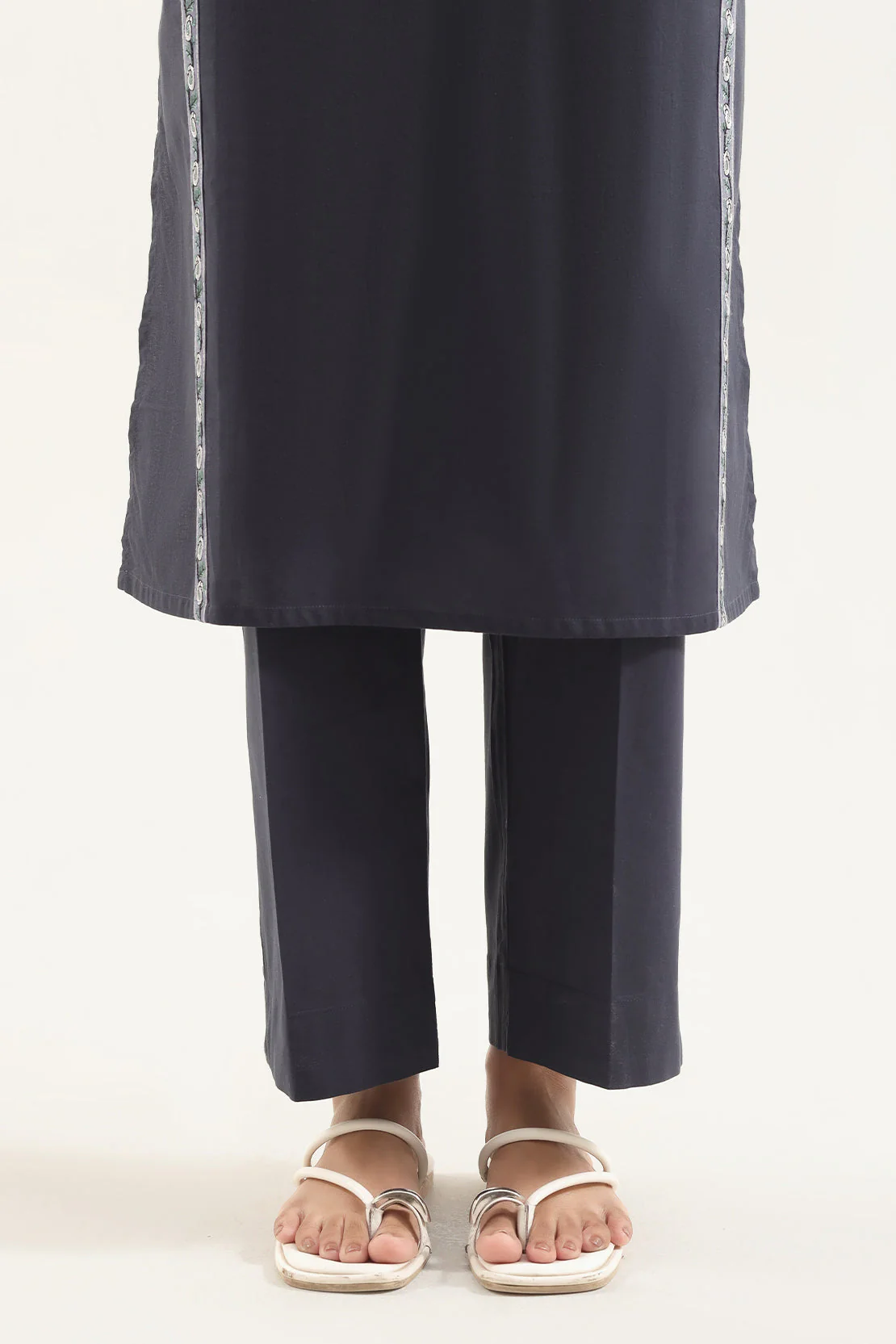 Solid Embroidered Cambric Stitched Shirt - Image 5
