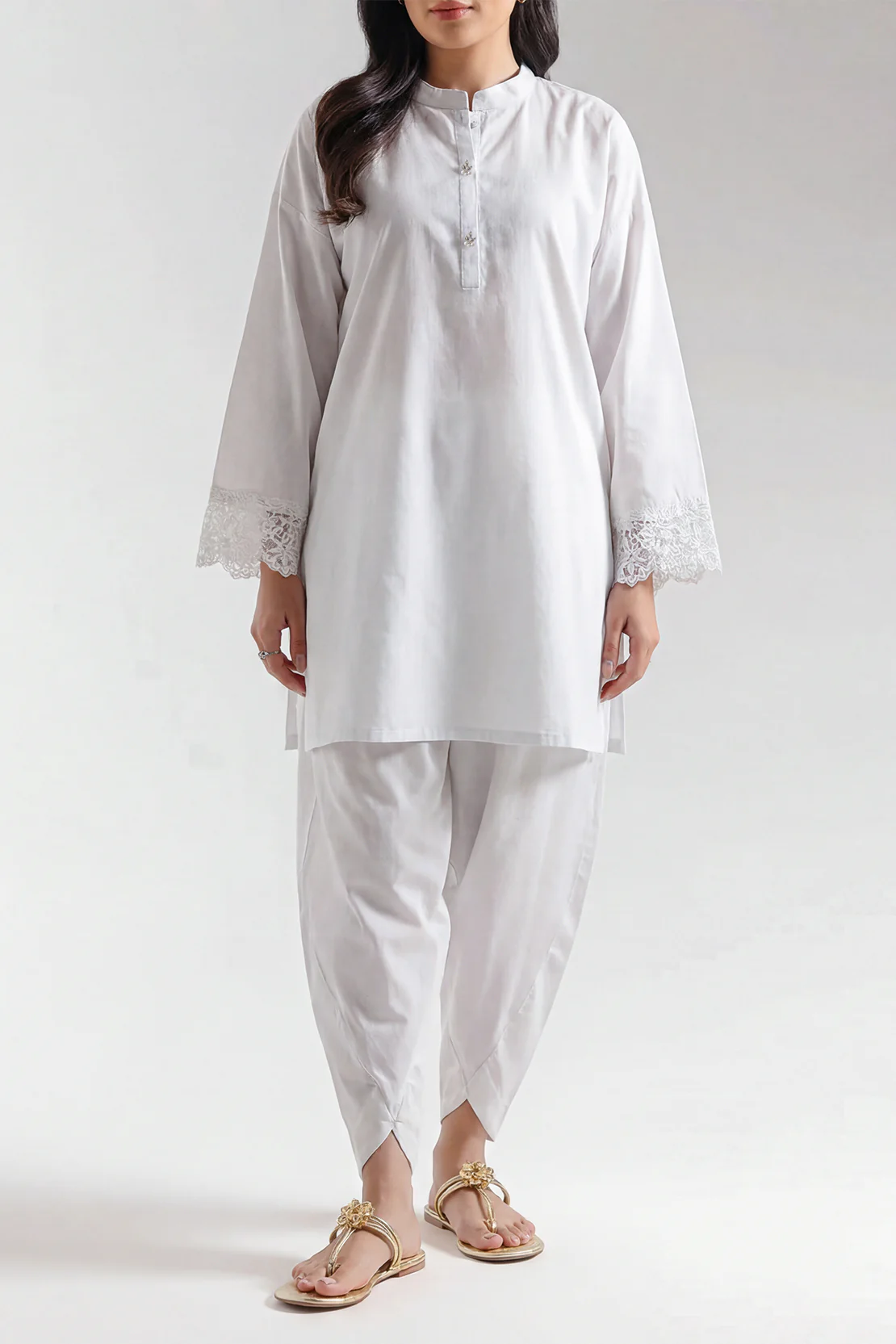 Solid Embroidered Cambric Stitched Shirt - Image 2