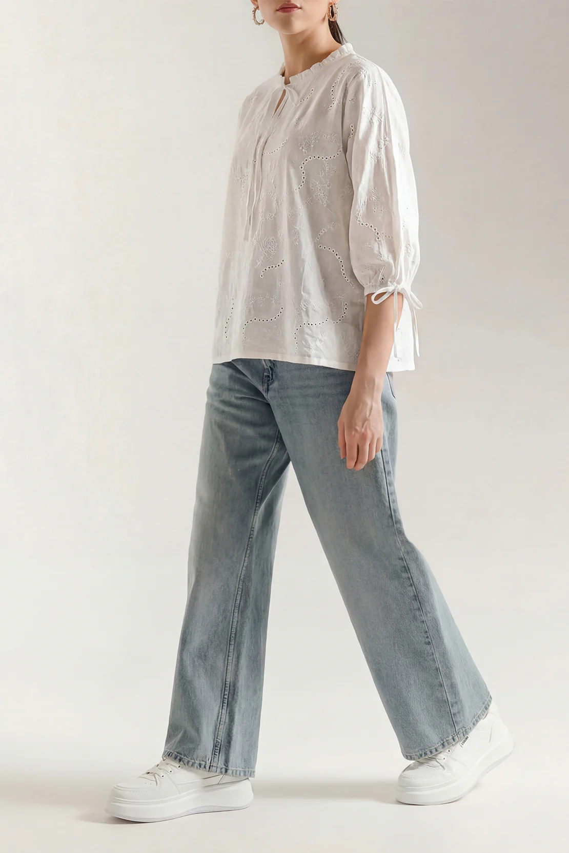 Solid Embroidered Cambric Stitched Shirt