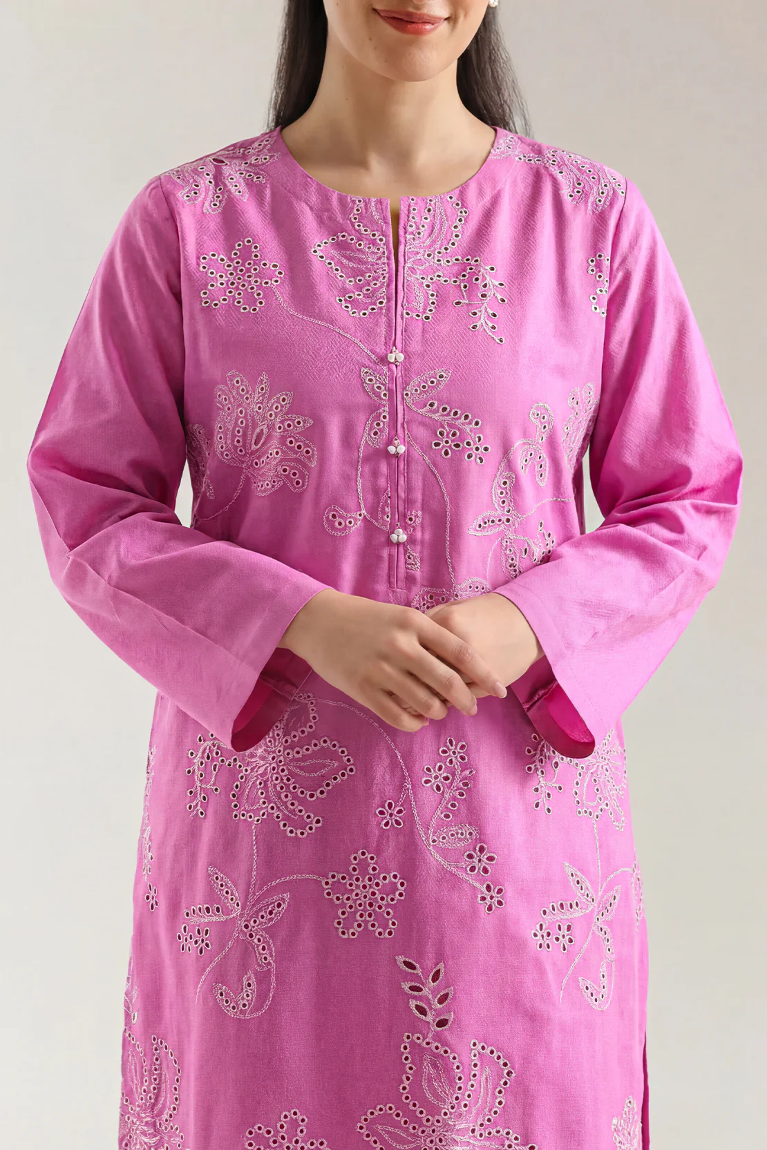 Solid Embroidered Cotton Dobby Stitched 2 Piece (Shirt/Trouser) - Image 2