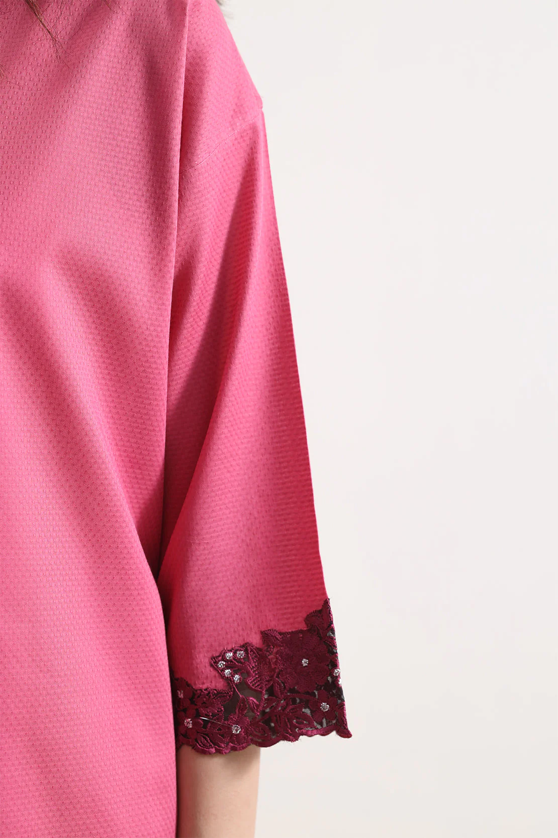 Solid Embroidered Cotton Dobby Stitched Shirt - Image 6