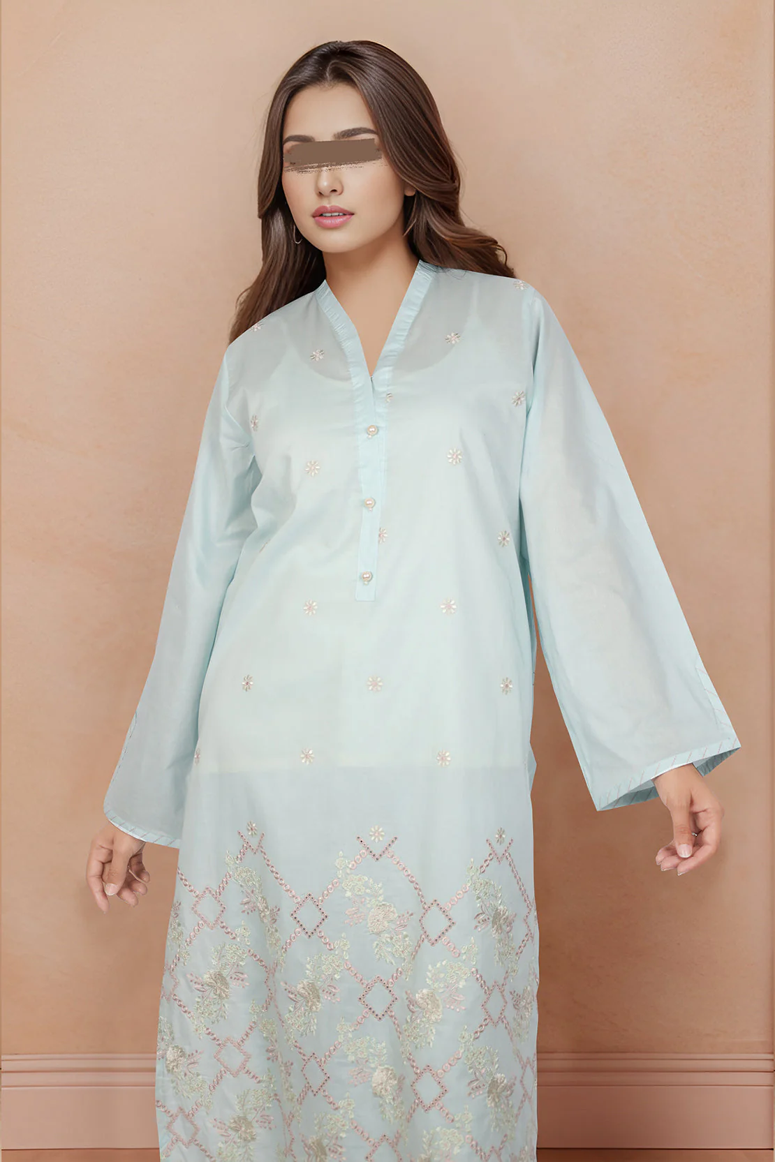 Solid Embroidered Cotton Stitched 2 Piece (Shirt/Trouser) - Image 3