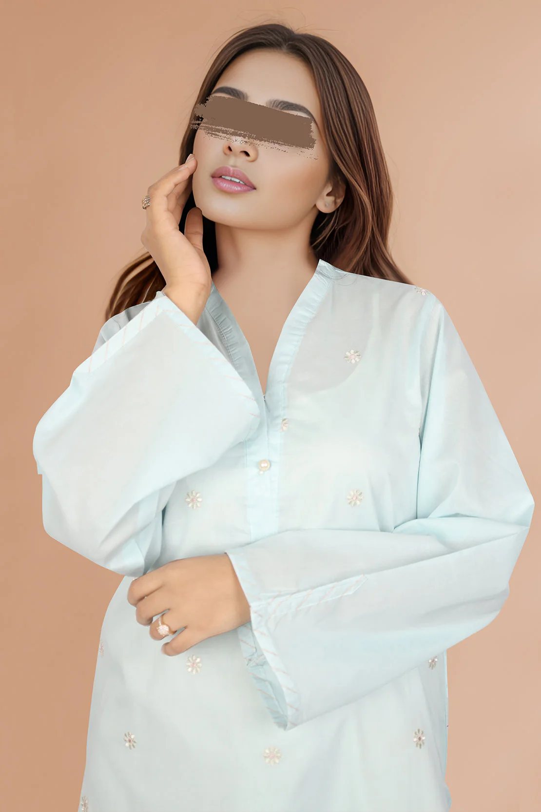 Solid Embroidered Cotton Stitched 2 Piece (Shirt/Trouser) - Image 4