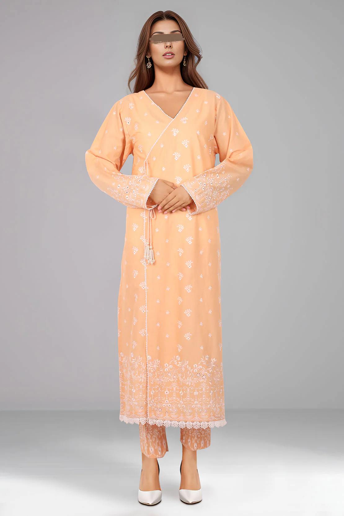 Solid Embroidered Cotton Stitched 2 Piece (Shirt/Trouser)