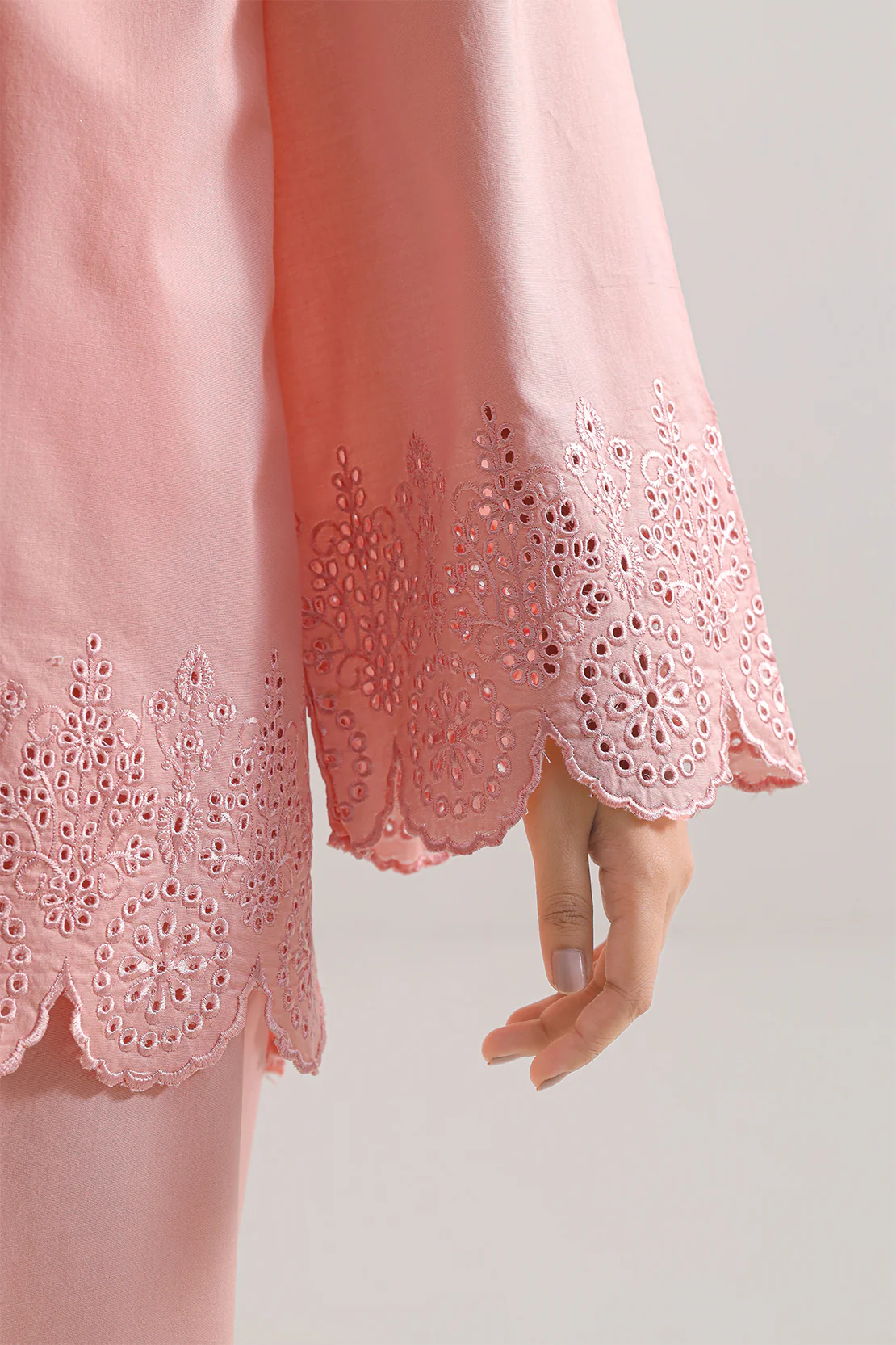 Solid Embroidered Cotton Stitched 2 Piece (Shirt/Trouser) - Image 5