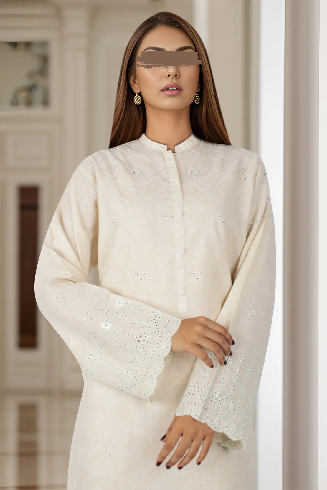 Solid Embroidered Cotton Stitched 2 Piece (Shirt/Trouser) - Image 2