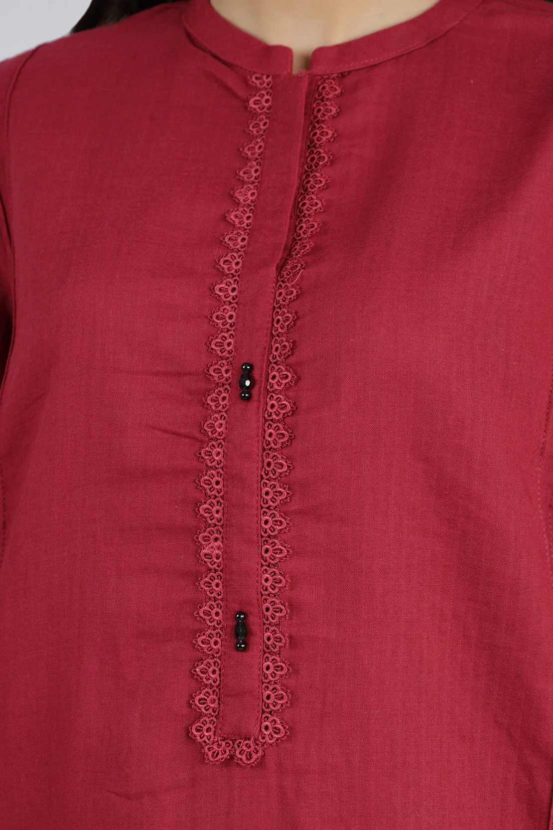 Solid Embroidered Cotton Stitched 2 Piece (Shirt/Trouser) - Image 4