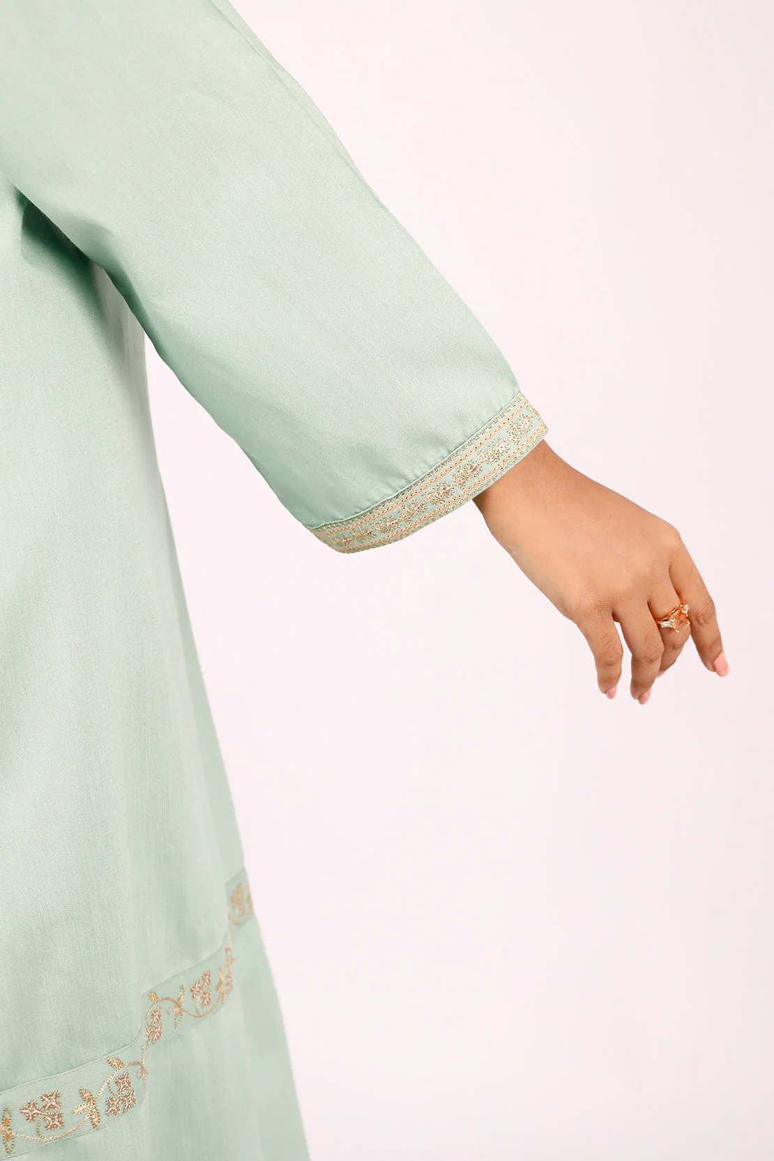 Solid Embroidered Cotton Stitched 2 Piece (Shirt/Trouser) - Image 4