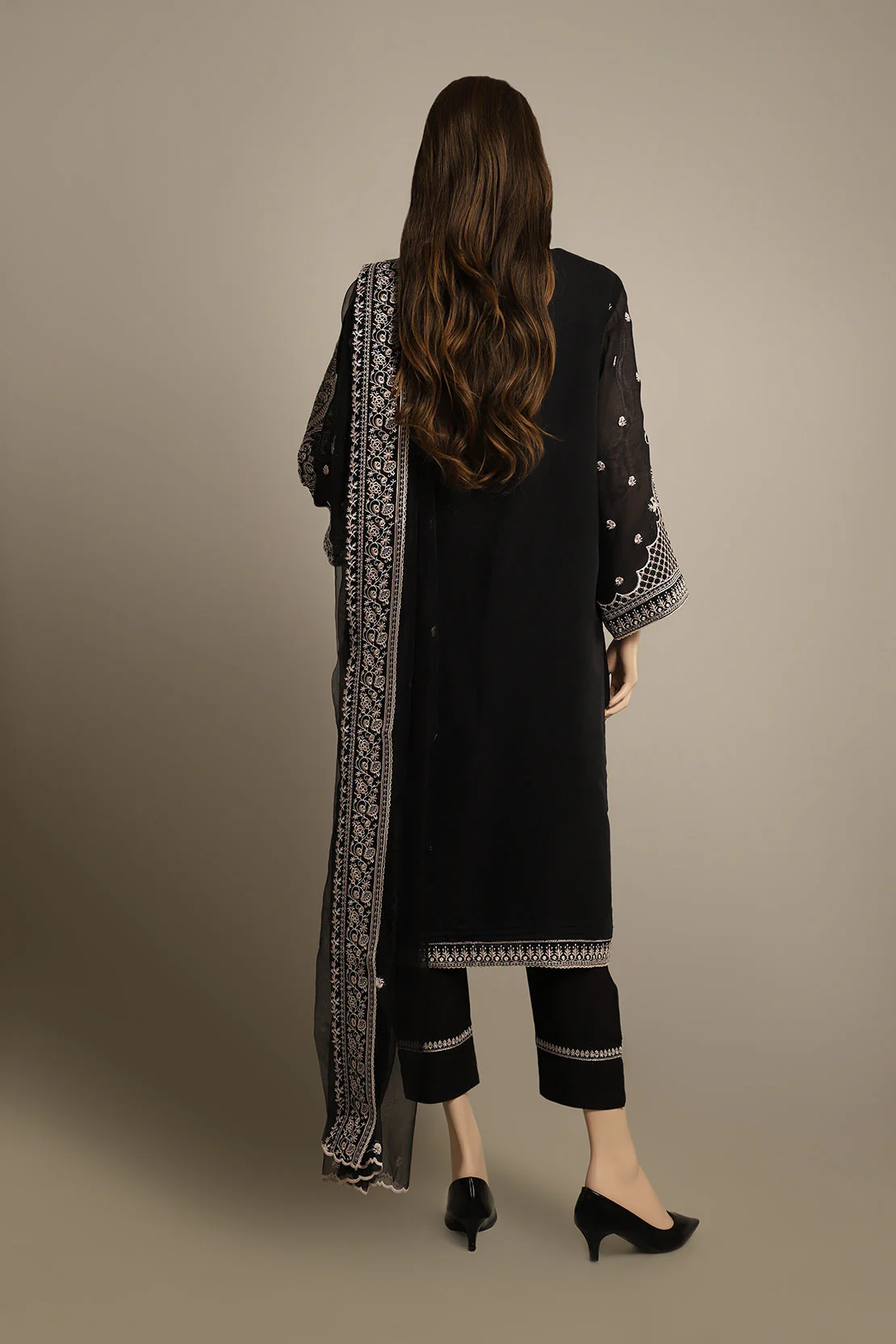 Solid Embroidered Cotton Stitched 2 Piece (Shirt/Trouser) - Image 2