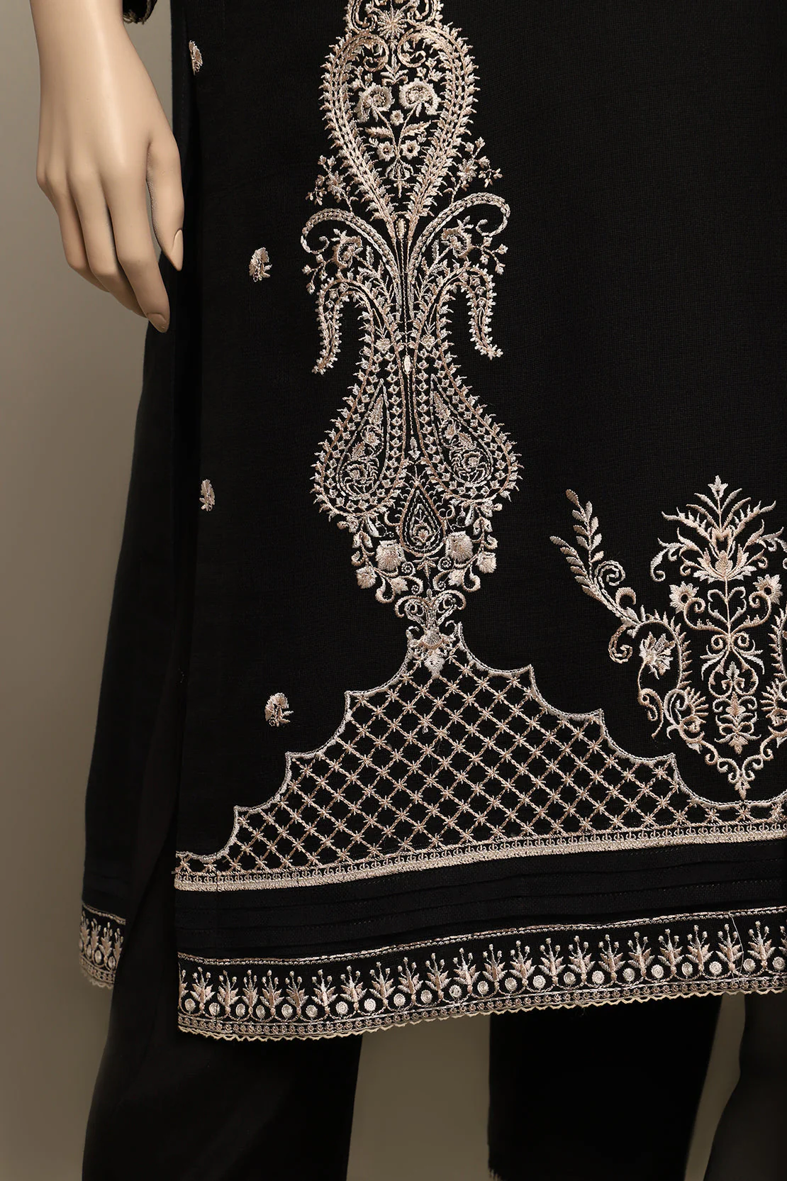 Solid Embroidered Cotton Stitched 2 Piece (Shirt/Trouser) - Image 3
