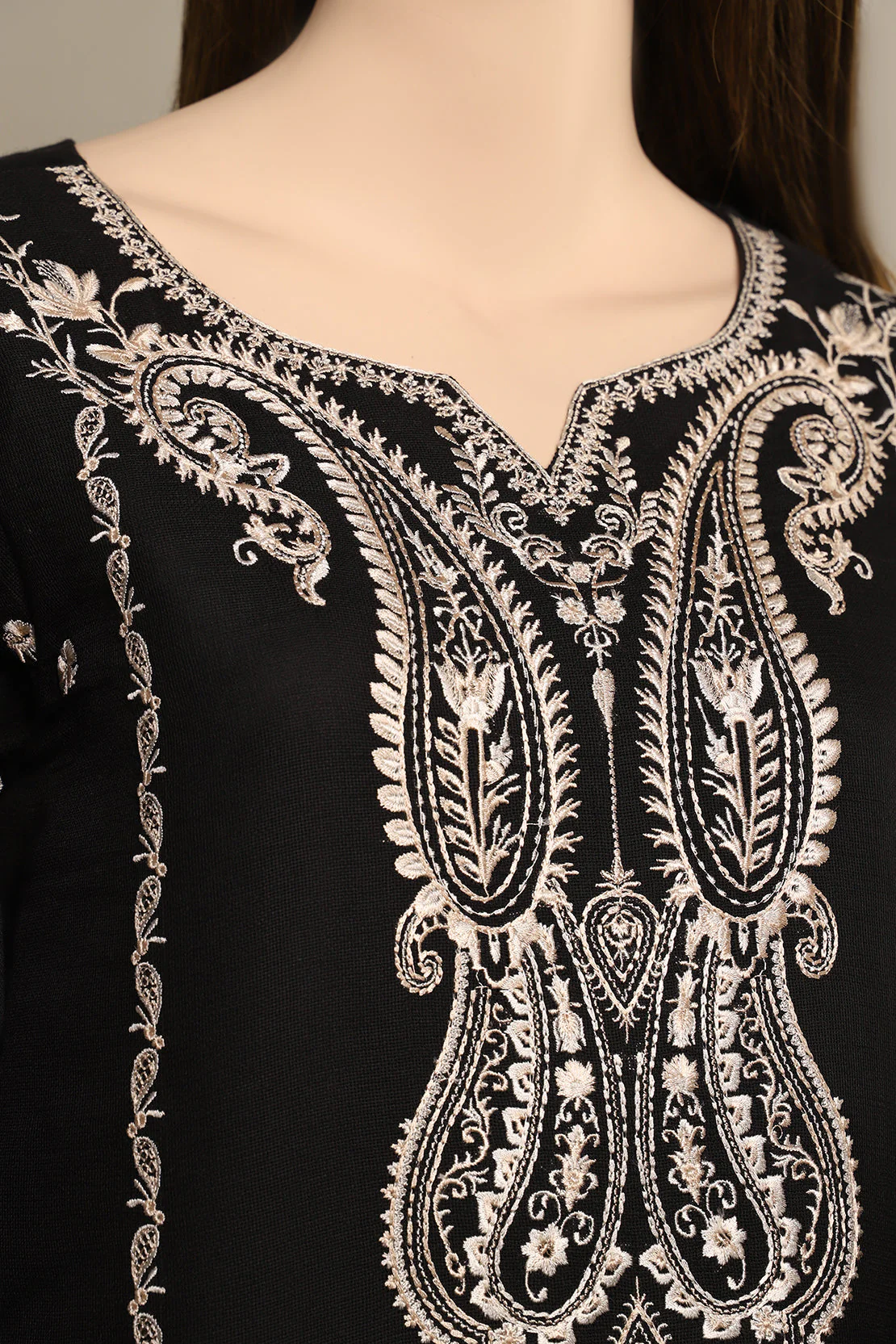 Solid Embroidered Cotton Stitched 2 Piece (Shirt/Trouser) - Image 4