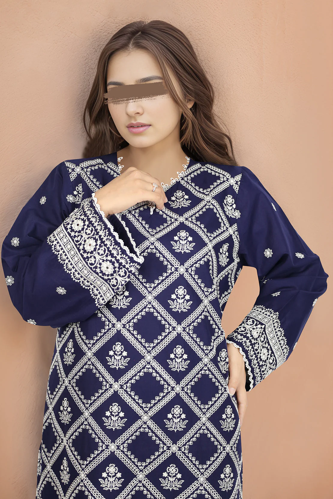 Solid Embroidered Cotton Stitched 2 Piece (Shirt/Trouser) - Image 3