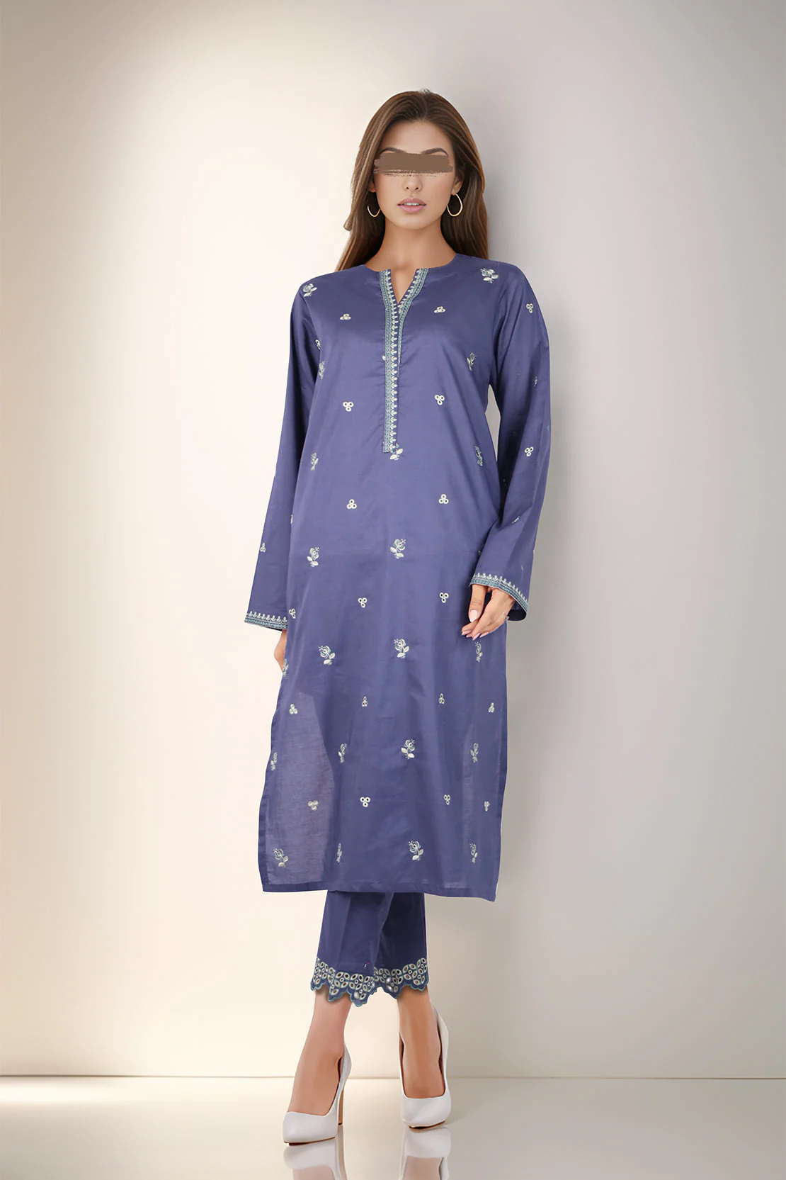 Embroidered Cotton Stitched 2 Piece (Shirt/Trouser) - Image 2