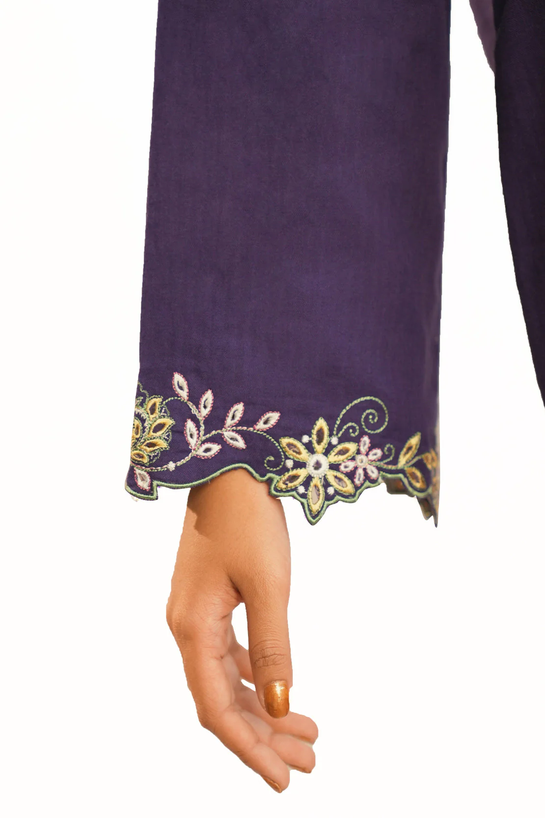 Solid Embroidered Cotton Stitched 2 Piece (Shirt/Trouser) - Image 6