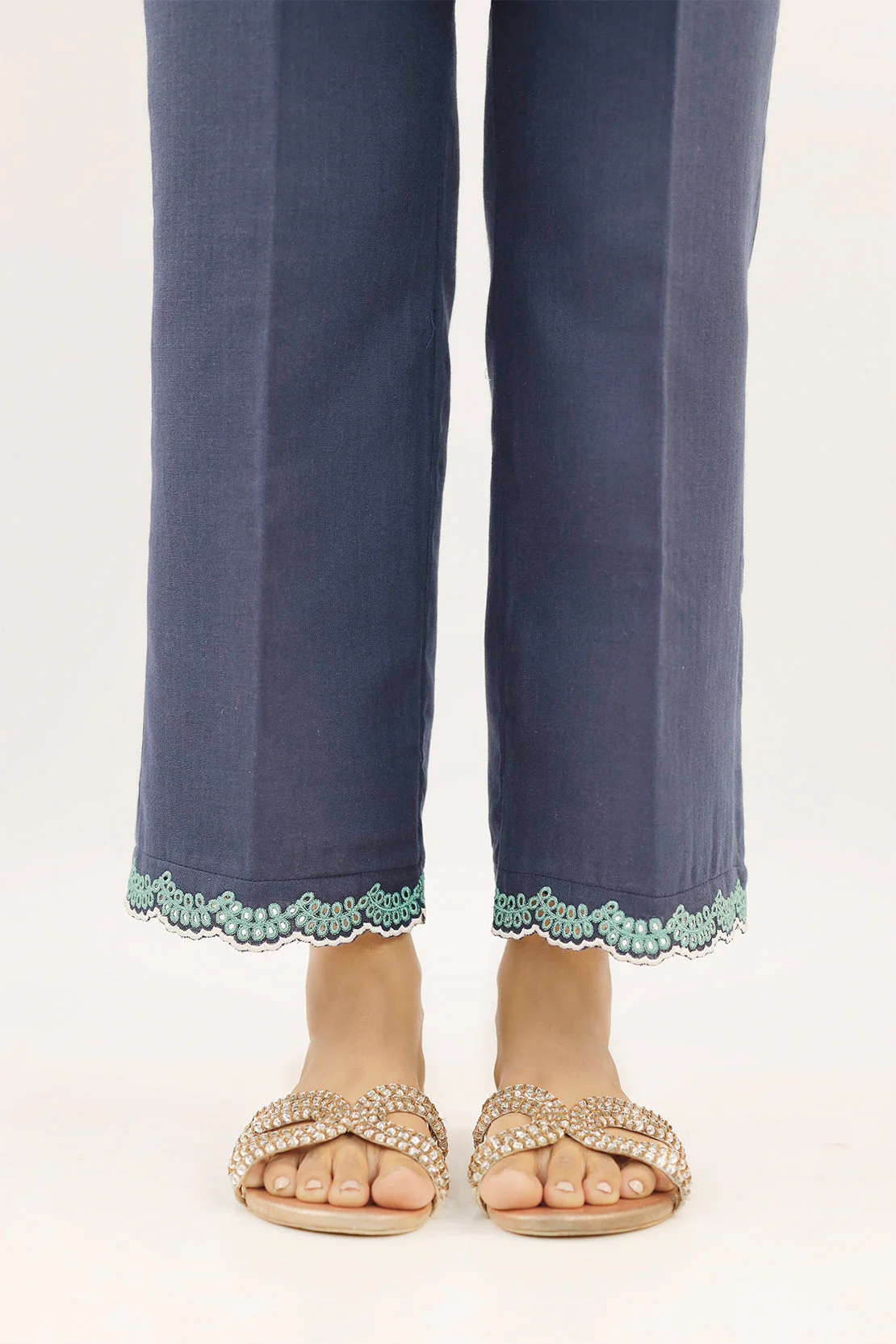 Solid Embroidered Cotton Stitched 2 Piece (Shirt/Trouser) - Image 5