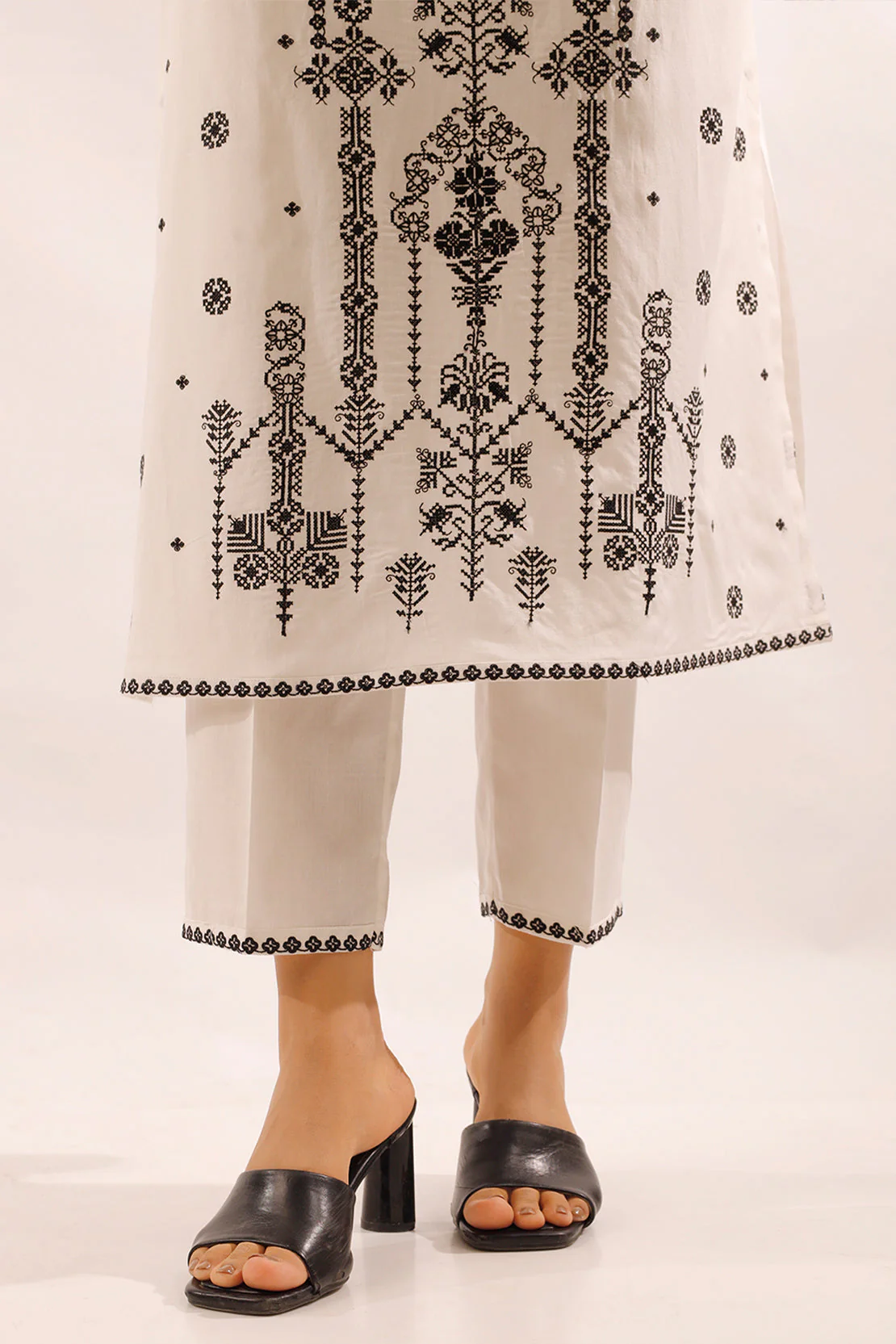 Solid Embroidered Cotton Stitched 2 Piece (Shirt/Trouser) - Image 6