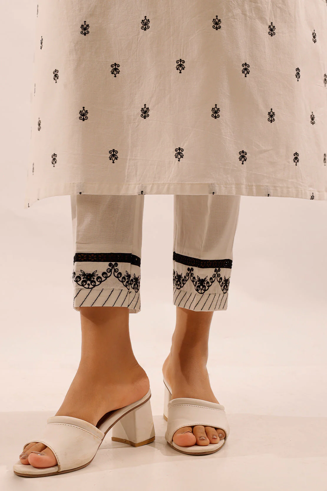 Solid Embroidered Cotton Stitched 2 Piece (Shirt/Trouser) - Image 6
