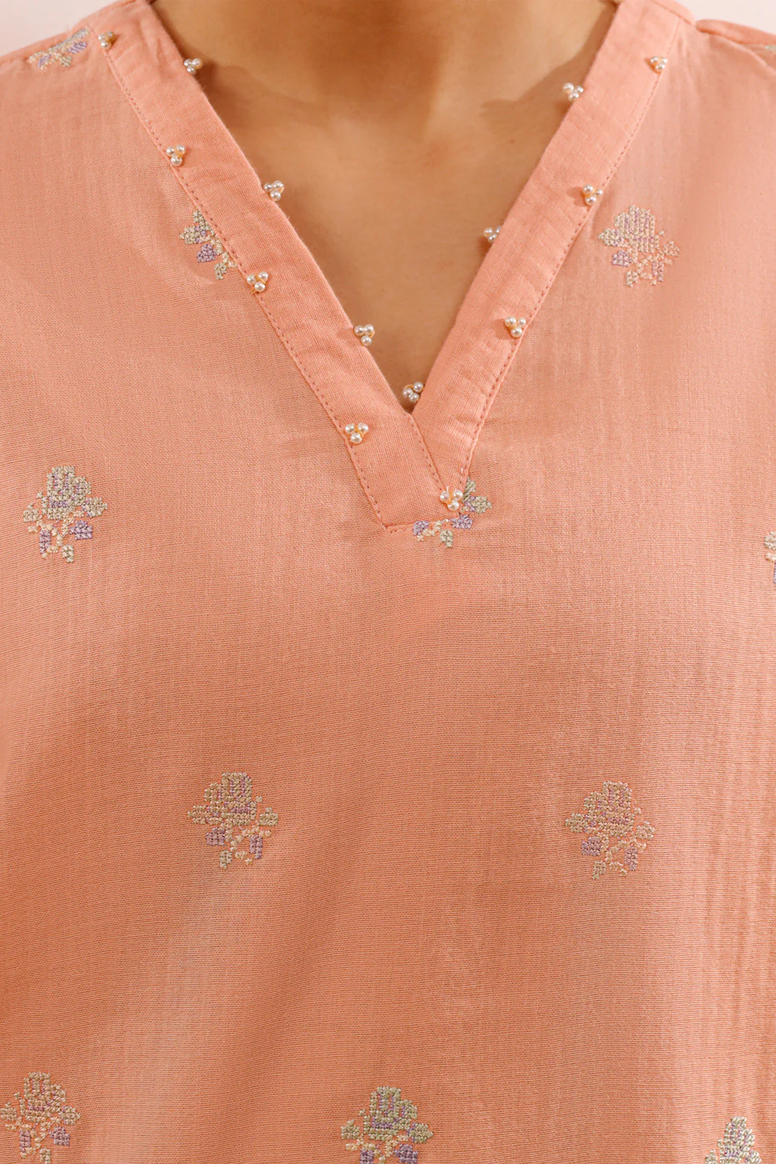 Solid Embroidered Cotton Stitched 2 Piece (Shirt/Trouser) - Image 5