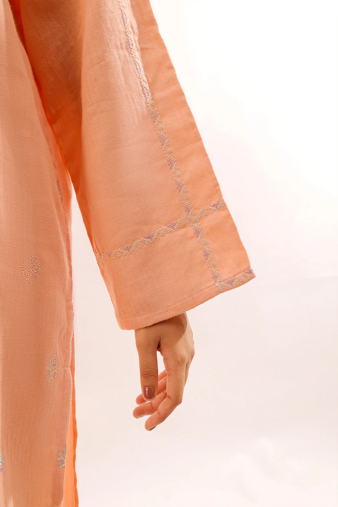 Solid Embroidered Cotton Stitched 2 Piece (Shirt/Trouser) - Image 6